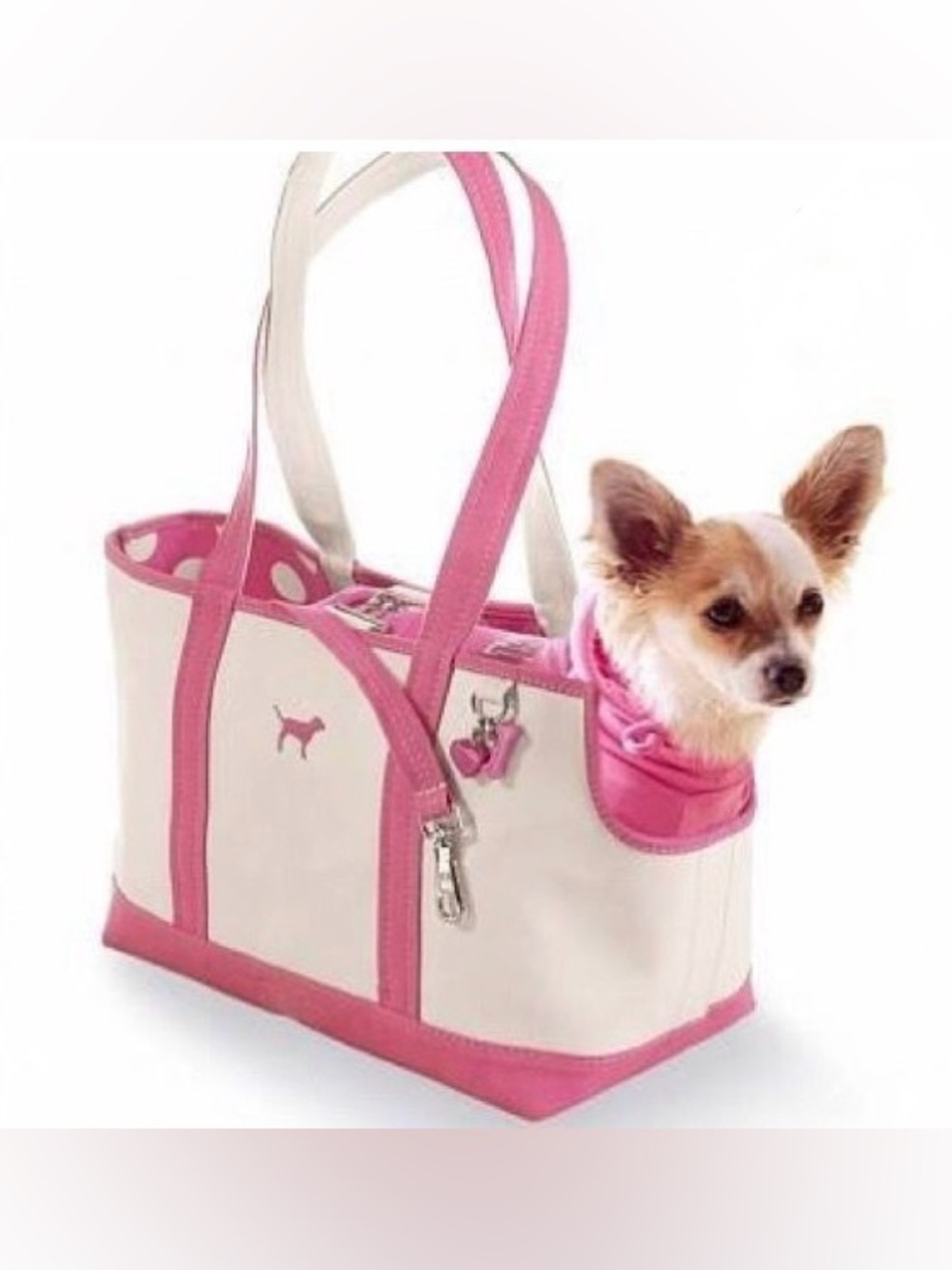 VS Pink Dog Carrier Tote Canvas Bag with Leash LIKE NEW RARE HTF